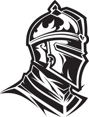Crestfallen Sentinel Elegant Black Vector Sad Knight Soldier Logo Noir Lament Iconic Sad Knight Soldier Logo in Black Vector