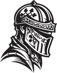 Mournful Guardian Black Vector Icon Design for Sad Knight Soldier Logo Grieving Sentinel Elegant Black Design for Vector Sad Knight Soldier Emblem