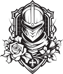Sorrowful Armor Black Icon Design for Vector Sad Knight Soldier Desolate Defender Elegant Black Vector Sad Knight Soldier Emblem