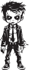 Terrifying Tots Black Vector Icon Design for Scary Zombie Kid Logo Creepy Child of the Undead Iconic Black Vector Zombie Kid Emblem