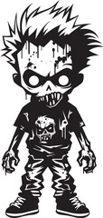 Fototapeta na wymiar Undead Little Ones Elegant Vector Design for Black Zombie Kid Haunting Offspring Vector Black Icon Design for Scary Zombie Kid Emblem