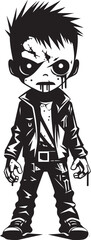 Haunting Offspring Vector Black Icon Design for Scary Zombie Kid Emblem Menacing Minors Black Zombie Kid Logo in Elegant Vector