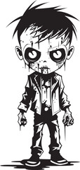 Creepy Totem Elegant Black Vector Zombie Kid Logo Fearful Infants Vector Black Icon Design for Scary Zombie Kid Emblem