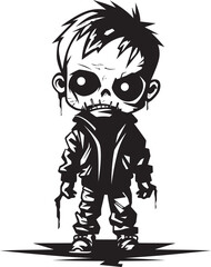 Fearful Infants Vector Black Icon Design for Scary Zombie Kid Emblem Unearthly Offspring Black Iconic Zombie Kid Logo in Vector