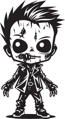 Obraz na płótnie Canvas Undead Heirs Elegant Black Icon Design for Zombie Kid Logo in Vector Sinister Siblings Black Vector Zombie Kid Emblem