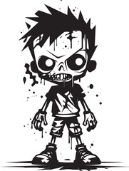 Ghostly Youth Elegant Black Vector Zombie Kid Logo Creepy Totem Vector Black Icon Design for Scary Zombie Kid Emblem