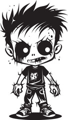 Fearful Infants Vector Black Icon Design for Scary Zombie Kid Emblem Unearthly Offspring Black Iconic Zombie Kid Logo in Vector