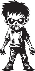 Eerie Toddler of Doom Vector Black Icon Design for Scary Zombie Kid Logo Spooky Offspring Elegant Black Zombie Kid Logo in Vector
