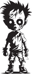 Dreadful Little Ones Vector Black Design for Scary Zombie Kid Macabre Minions Black Vector Icon Design for Scary Zombie Kid Logo