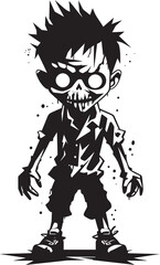 Undying Little Ones Black Iconic Zombie Kid Logo in Vector Haunting Heirs Elegant Vector Design of Black Zombie Kid
