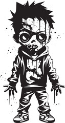 Dreadful Little Ones Iconic Black Vector Zombie Kid Emblem Undead Heirs Black Icon Design for Vector Scary Zombie Kid
