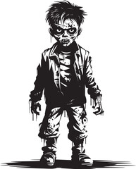 Sinister Little Screamers Black Icon Design for Vector Scary Zombie Kid Undead Youth Vector Black Icon Design for Scary Zombie Kid Logo