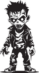 Creepy Child of the Undead Elegant Black Vector Zombie Kid Emblem Eerie Offspring Vector Black Icon Design for Scary Zombie Kid Logo