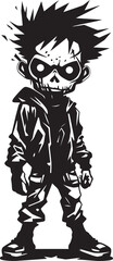 Undead Youth Vector Black Icon Design for Scary Zombie Kid Logo Terrifying Tots Black Icon Design for Scary Zombie Kid Logo in Vector