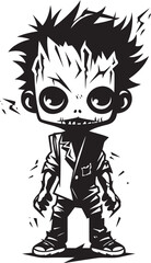 Spine Chilling Toddler of the Undead Black Iconic Zombie Kid Logo in Vector Frightening Infants Elegant Vector Design for Black Zombie Kid