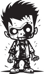 Little Nightmares Vector Black Icon Design for Scary Zombie Kid Ghostly Heirs Elegant Black Zombie Kid Logo in Vector