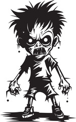 Spine Chilling Toddler of the Undead Elegant Black Zombie Kid Logo in Vector Frightening Infants Vector Black Icon Design for Scary Zombie Kid Emblem