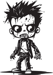 Eerie Offspring Vector Black Icon Design for Scary Zombie Kid Logo Spine Chilling Youth Black Iconic Zombie Kid Logo in Vector