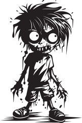 Ghostly Heirs Black Icon Design for Vector Scary Zombie Kid Logo Creepy Totem Terrors Vector Black Icon Design for Scary Zombie Kid Emblem