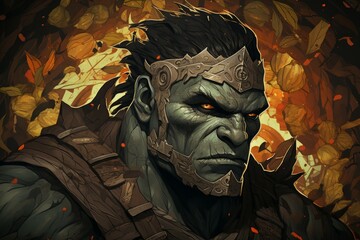 Hulking half-orc warrior - Generative AI