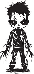 Undead Little Ones Iconic Black Vector Zombie Kid Logo in Elegant Design Haunting Offspring Vector Black Icon Design for Scary Zombie Kid Logo