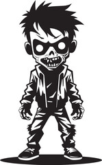Ghostly Heirs Black Icon Design for Vector Scary Zombie Kid Logo Creepy Totem Terrors Vector Black Icon Design for Scary Zombie Kid Emblem