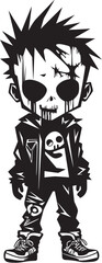 Little Nightmares Elegant Vector Design of Black Zombie Kid Ghostly Heirs Black Icon Design for Vector Scary Zombie Kid Logo