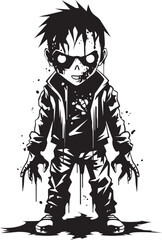 Terrifying Tots Black Icon Design for Scary Zombie Kid Logo in Vector Creepy Child of the Undead Vector Black Icon Design for Scary Zombie Kid