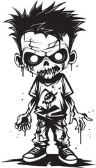 Dreadful Little Ones Black Zombie Kid Logo in Elegant Vector Undead Heirs Vector Black Icon Design for Scary Zombie Kid