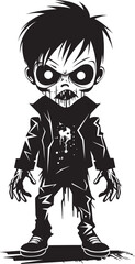 Dreadful Little Ones Iconic Black Vector Zombie Kid Emblem Undead Heirs Black Icon Design for Vector Scary Zombie Kid