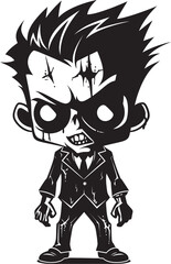 Chilling Children Iconic Black Vector Zombie Kid Emblem Little Nightmares Vector Black Icon Design for Scary Zombie Kid