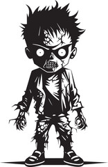 Haunting Offspring Elegant Vector Design of Black Zombie Kid Menacing Minors Black Icon Design for Vector Scary Zombie Kid