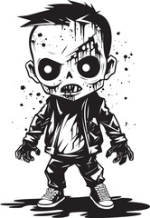 Dreadful Little Ones Black Zombie Kid Logo in Elegant Vector Undead Heirs Vector Black Icon Design for Scary Zombie Kid
