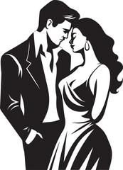 Hypnotic Harmony Vector Black Icon Design for Seductive Couple Logo Allure in Ebony Iconic Black Vector Seductive Couple Emblem