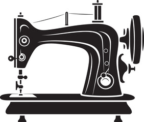 Sleek Sewing Black Icon Design for Tailored Sewing Machine in Vector Stylish Stitches Elegant Black Vector Sewing Machine Logo