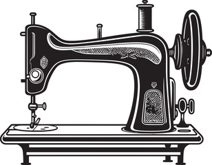 Precision Stitches Vector Black Icon Design for Sewing Machine Emblem Needlework Noir Black Iconic Sewing Machine Logo in Vector