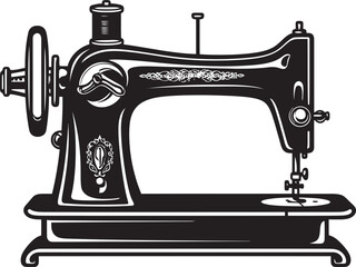Crafted Couture Black Icon Design for Vector Sewing Machine Monochromatic Maker Vector Black Sewing Machine Logo Design