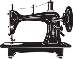 Noir Needlepoint Elegant Vector Design for Black Sewing Machine Sleek Sewing Vector Black Icon Design for Tailored Sewing Machine Logo