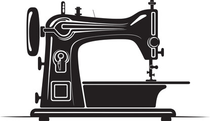 StitchCraft Symphony Black Icon Design for Elegant Sewing Machine in Vector Couture Craftsmanship Elegant Black Sewing Machine Logo in Vector