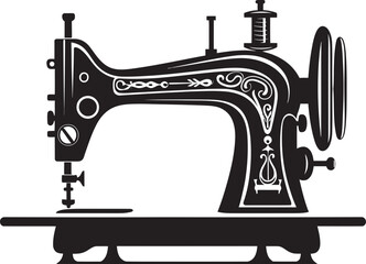 Elegant Embellishments Vector Black Sewing Machine Logo Design Noir Needlecraft Black Icon Design for Sleek Sewing Machine in Vector