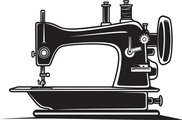 Noir Needlecraft Black Icon Design for Sleek Sewing Machine in Vector Monochromatic Mastery Elegant Vector Design for Black Sewing Machine