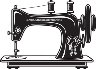 Threaded Elegance Vector Black Icon Design for Crafty Sewing Machine Logo Stitch Symphony Black Icon Design for Noir Sewing Machine in Vector