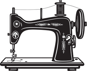 Chic Stitchery Elegant Black Icon Design for Vector Sewing Machine Precision Embroidery Vector Black Sewing Machine Logo Design