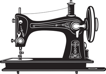 Precision Pintucks Black Icon Design for Tailored Sewing Machine in Vector Couture Craft Vector Black Sewing Machine Logo Design