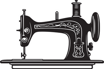 Tailored Textiles Vector Black Icon Design for Sleek Sewing Machine Logo Artisan Threads Elegant Vector Design for Black Sewing Machine