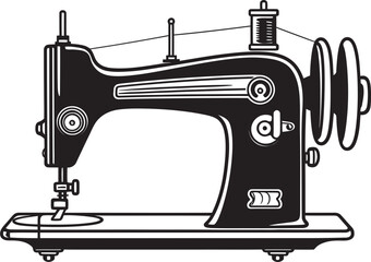 Tailors Tapestry Elegant Black Sewing Machine Logo in Vector Needlework Noir Vector Black Icon Design for Crafty Sewing Machine