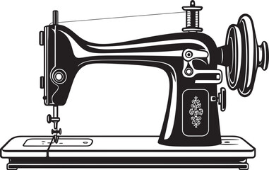 Tailored Threads Elegant Black Icon Design for Precision Sewing Machine Noir Needlecraft Vector Black Sewing Machine Logo in Elegant Design