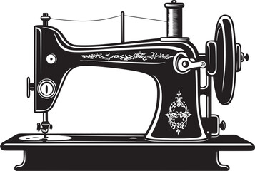 Needlecraft Noir Elegant Vector Design for Black Sewing Machine Elegance in Thread Vector Black Icon Design for Tailored Sewing Machine Logo