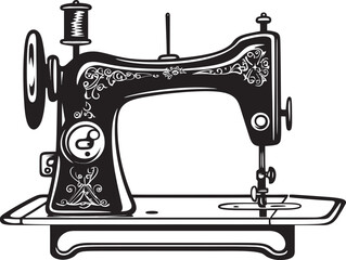Crafted Couture Black Icon Design for Vector Sewing Machine Monochromatic Maker Vector Black Sewing Machine Logo Design