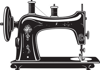 Tailored Threads Vector Black Icon Design for Crafty Sewing Machine Monochromatic Mastery Black Icon Design for Vector Sewing Machine